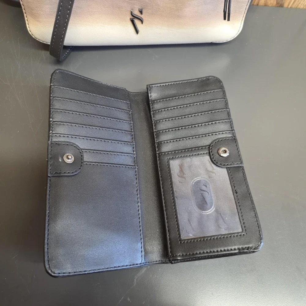 Simply Vera Vera Wang Crossbody Bag Wallet Set Womens Medium Gray Ombre Chain
